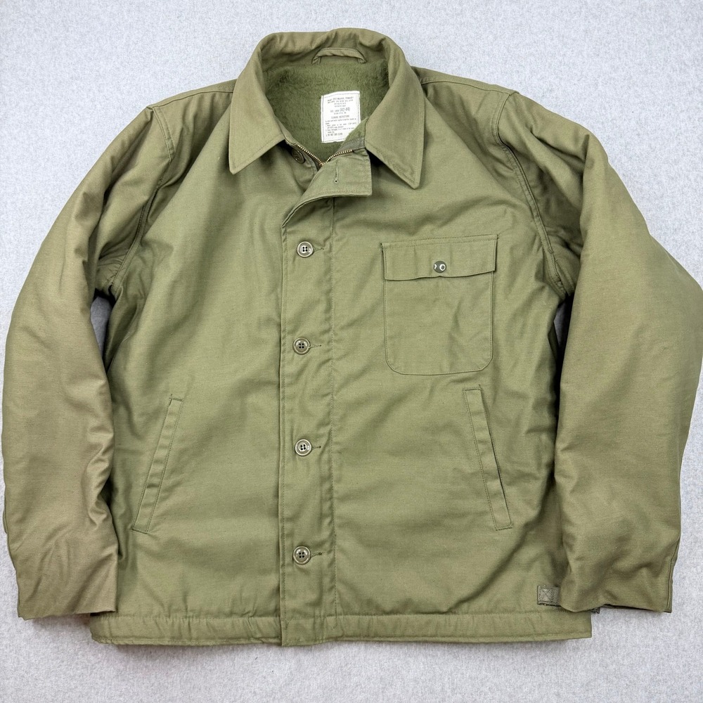 Vintage 1985 US Military A-2 Deck Jacket So-Sew Styles Olive Drab Large 42-44